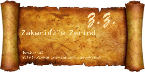Zakariás Zerind névjegykártya